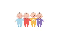 Cute smiling babies in colorful outfits displayed in flat an Product Image 1