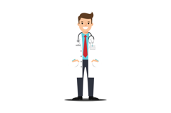 Doctor character in white coat with stethoscope in flat vect Product Image 1