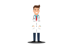 Doctor character standing confidently in flat design with st Product Image 1