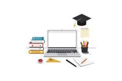 Laptop and school supplies arranged for studying in minimal Product Image 1