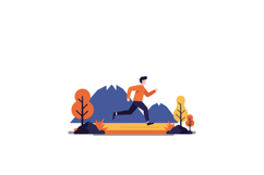 Person running through a colorful autumn landscape in flat v Product Image 1