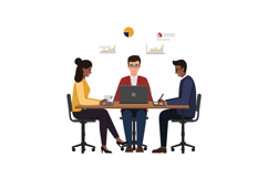 Team collaboration in a modern office setting with flat desi Product Image 1