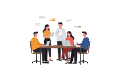 Team collaboration in a modern office setting, flat design s Product Image 1