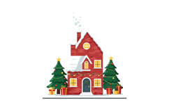 Cozy red brick house adorned with holiday decorations and gr Product Image 1