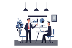 Business meeting scene with two professionals discussing dat Product Image 1