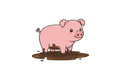 Cute cartoon pig character in flat design style vector art Product Image 1
