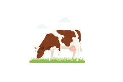 Cow grazing on grass in flat design style vector art Product Image 1