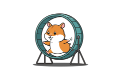 Cute hamster running energetically in a colorful wheel vecto Product Image 1
