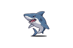 Shark illustration in dynamic pose with bold colors and deta Product Image 1