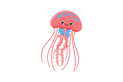 Cute jellyfish character design in flat style vector art Product Image 1
