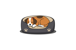 Dog resting comfortably in a cozy bed flat vector illustrati Product Image 1