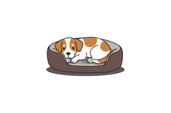 Adorable puppy resting comfortably in a cozy dog bed vector Product Image 1