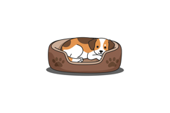 Cute dog resting comfortably in a cozy dog bed flat vector a Product Image 1