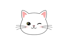 Cute white cat face with playful expression in flat vector a Product Image 1