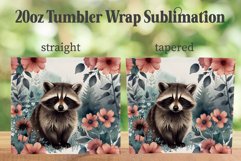 Raccoon 20oz Tumbler Wrap PNG, Flower Raccoon Tumbler PNG Product Image 2