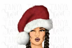 Christmas Png | Brunette Girl | Santa Hat Product Image 2