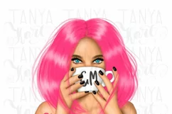 Pink Woman Sublimation Png Coffee Product Image 4