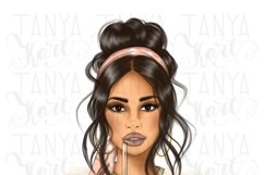 Woman With Boba Tea Png Sublimation file Planner Girl design Product Image 4
