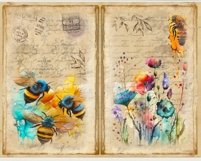 Printable Junk Journal Pages, Watercolor Bee with Wildflower Product Image 5