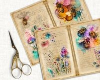 Printable Junk Journal Pages, Watercolor Bee with Wildflower Product Image 2