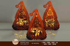 Set of 7 Christmas Gnome Lanterns with LED Light - Laser Cut Product Image 2