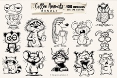 Coffee animals clipart Bundle 100 designs SVG, Funny animals Product Image 2