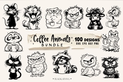 Coffee animals clipart Bundle 100 designs SVG, Funny animals Product Image 1