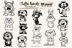Coffee animals clipart Bundle 100 designs SVG, Funny animals Product Image 3