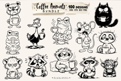 Coffee animals clipart Bundle 100 designs SVG, Funny animals Product Image 4