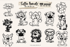 Coffee animals clipart Bundle 100 designs SVG, Funny animals Product Image 5