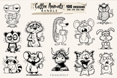 Coffee animals clipart Bundle 100 designs SVG, Funny animals Product Image 6