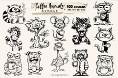 Coffee animals clipart Bundle 100 designs SVG, Funny animals Product Image 7