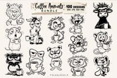 Coffee animals clipart Bundle 100 designs SVG, Funny animals Product Image 8