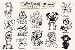 Coffee animals clipart Bundle 100 designs SVG, Funny animals Product Image 9