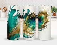 Watercolor Peacock Feather Tumbler Sublimation Bundle Product Image 3