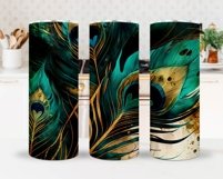 Watercolor Peacock Feather Tumbler Sublimation Bundle Product Image 4