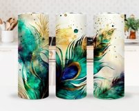 Watercolor Peacock Feather Tumbler Sublimation Bundle Product Image 2