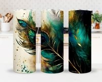 Watercolor Peacock Feather Tumbler Sublimation Bundle Product Image 5