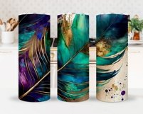Watercolor Peacock Feather Tumbler Sublimation Bundle Product Image 7