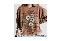 There Was Jesus Floral Cross PNG Tee Product Image 4