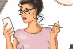 Girl Boss Clipart Illustrations Png file Planner girl Design Product Image 3