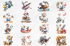 Silly Goose Watercolor Clipart Bundle | 21 PNG Product Image 2