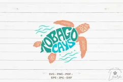 Tobago Cays word art in the Shape of Sea Turtle SVG Cut File Product Image 2