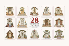 Christmas Door Clipart Bundle | 28 PNG Product Image 3