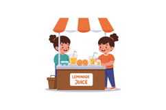 Children selling lemonade at a colorful stand in a flat and Product Image 1