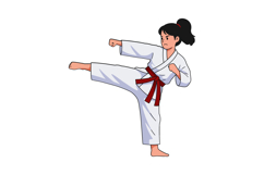 Karate girl performing a high kick in a minimal flat design Product Image 1
