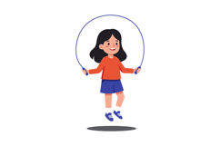 Girl jumping rope in playful pose with bright colors in flat Product Image 1