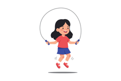 Girl joyfully skipping rope in vibrant colors, flat design s Product Image 1
