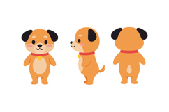 Cute cartoon dog character shown in three different angles i Product Image 1