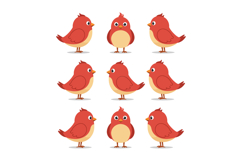 Colorful red birds in various poses showcasing flat design s Product Image 1